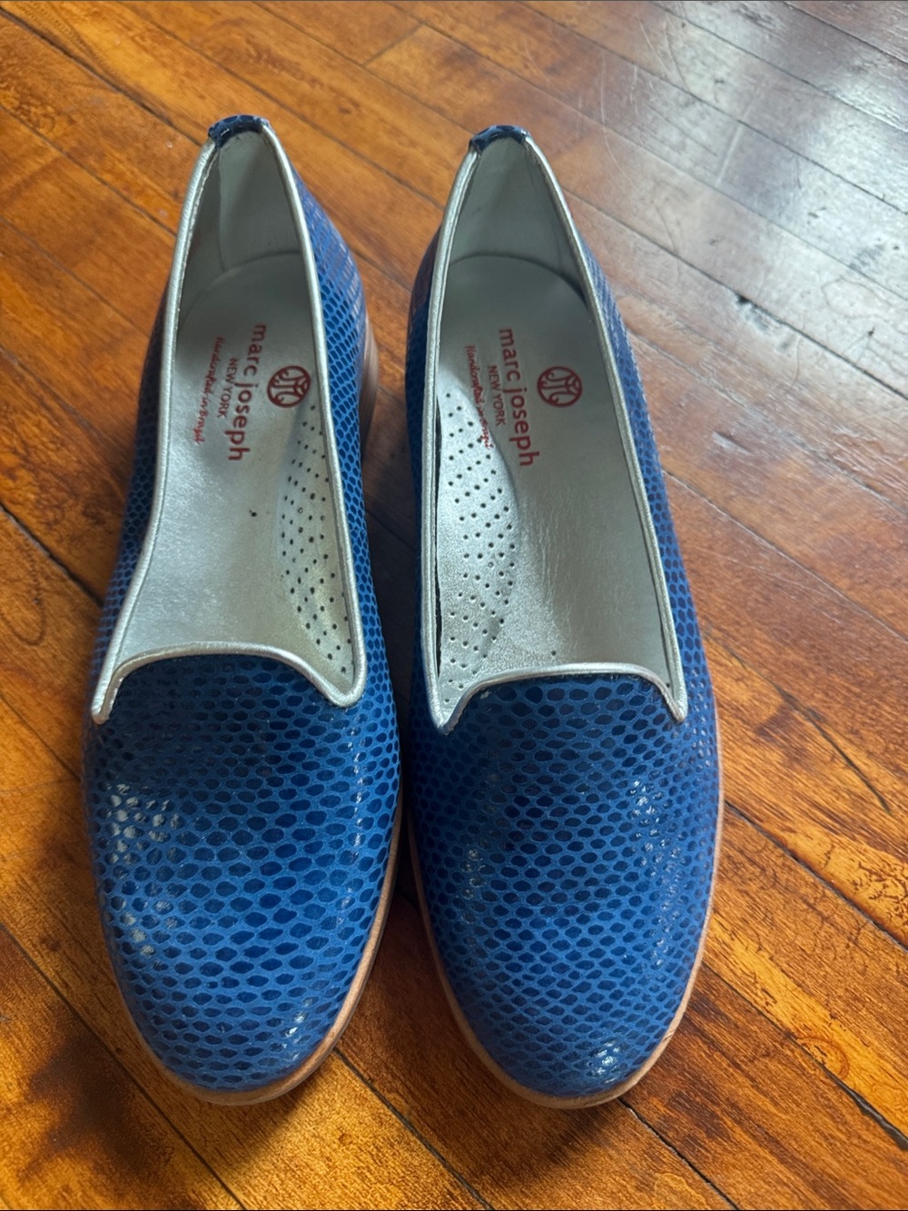 Marc Joseph Blue Leather Slip-On Loafers